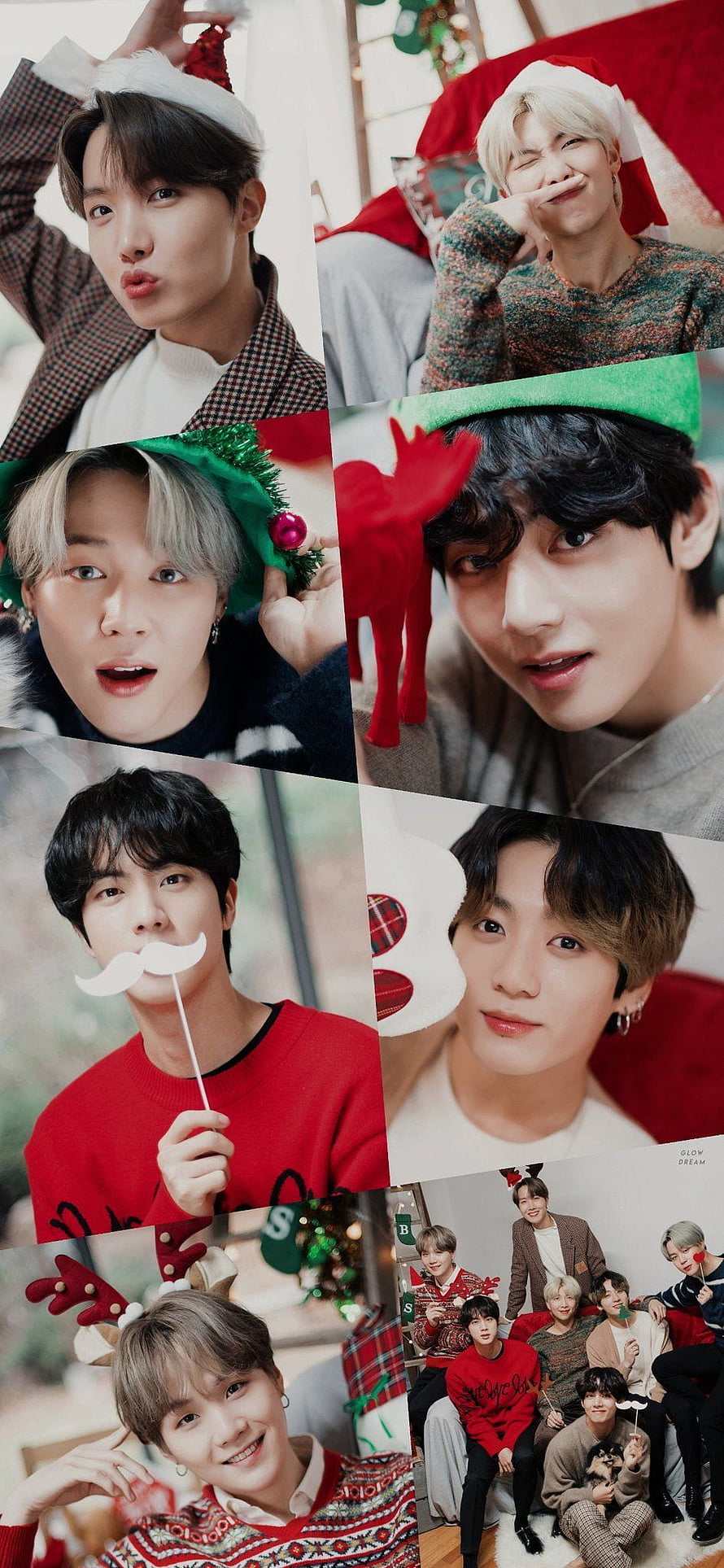 BTS Christmas Collage: Festive Holiday Portraits and Group Photo HD phone wallpaper