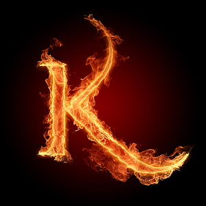 Flaming Letter K Fire Alphabet Design on Dark Background HD phone wallpaper