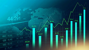 Global Financial Market Growth Chart With Rising Bar Graphs And Line Trend HD wallpaper