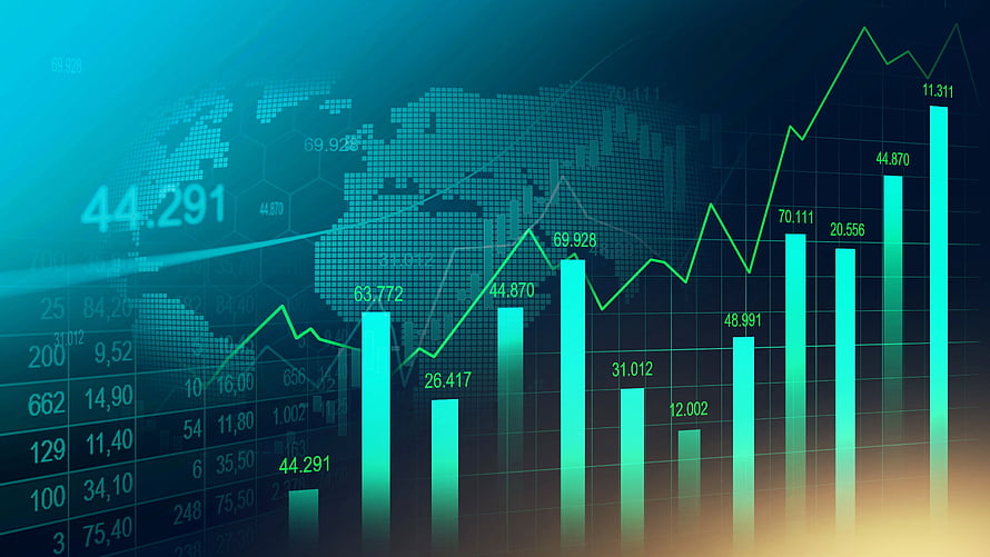 Global Financial Market Growth Chart With Rising Bar Graphs And Line Trend HD wallpaper