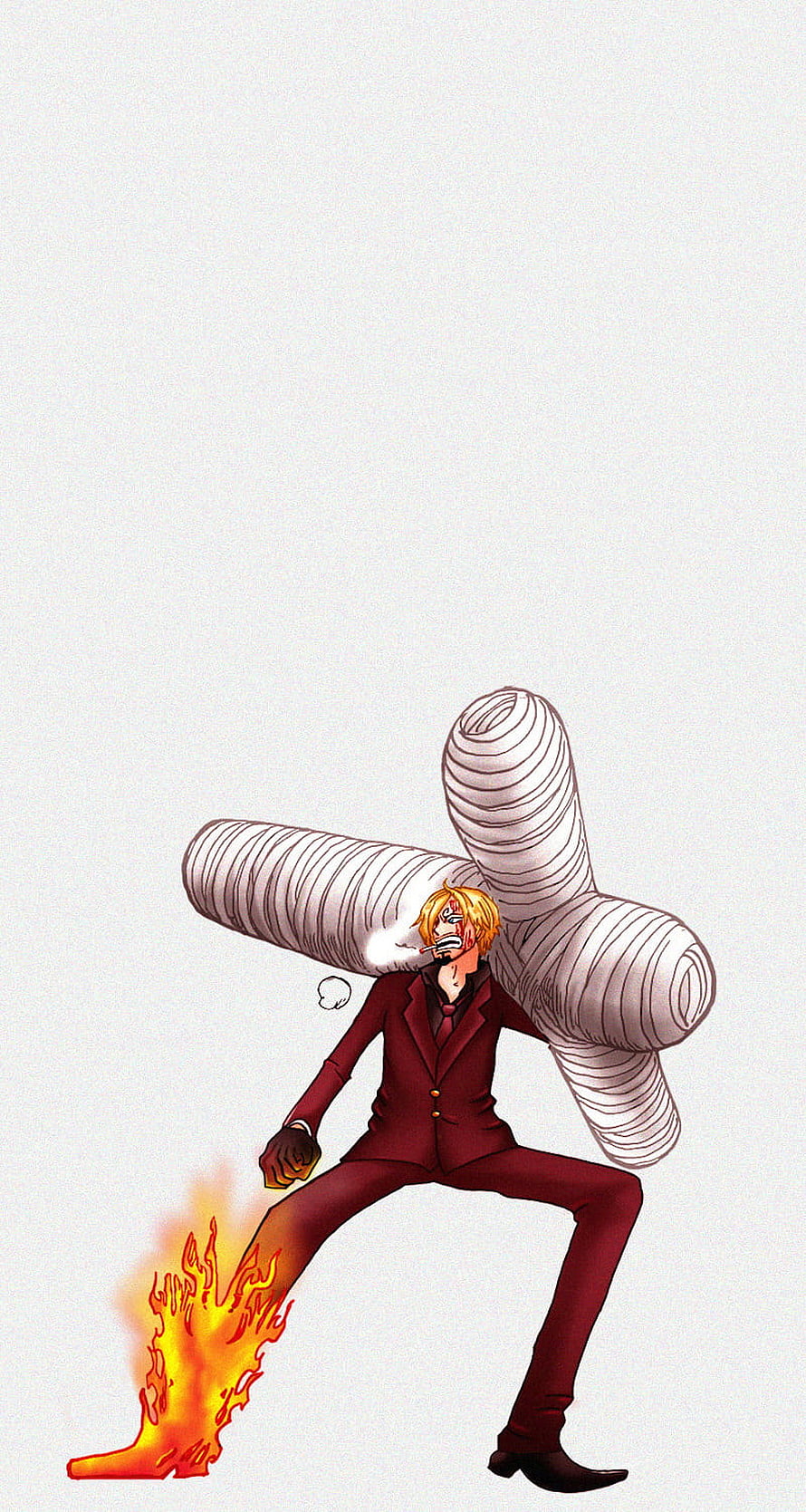 Sanji in Wano Arc with Bandaged Wings and Flame Leg from One Piece Anime HD phone wallpaper