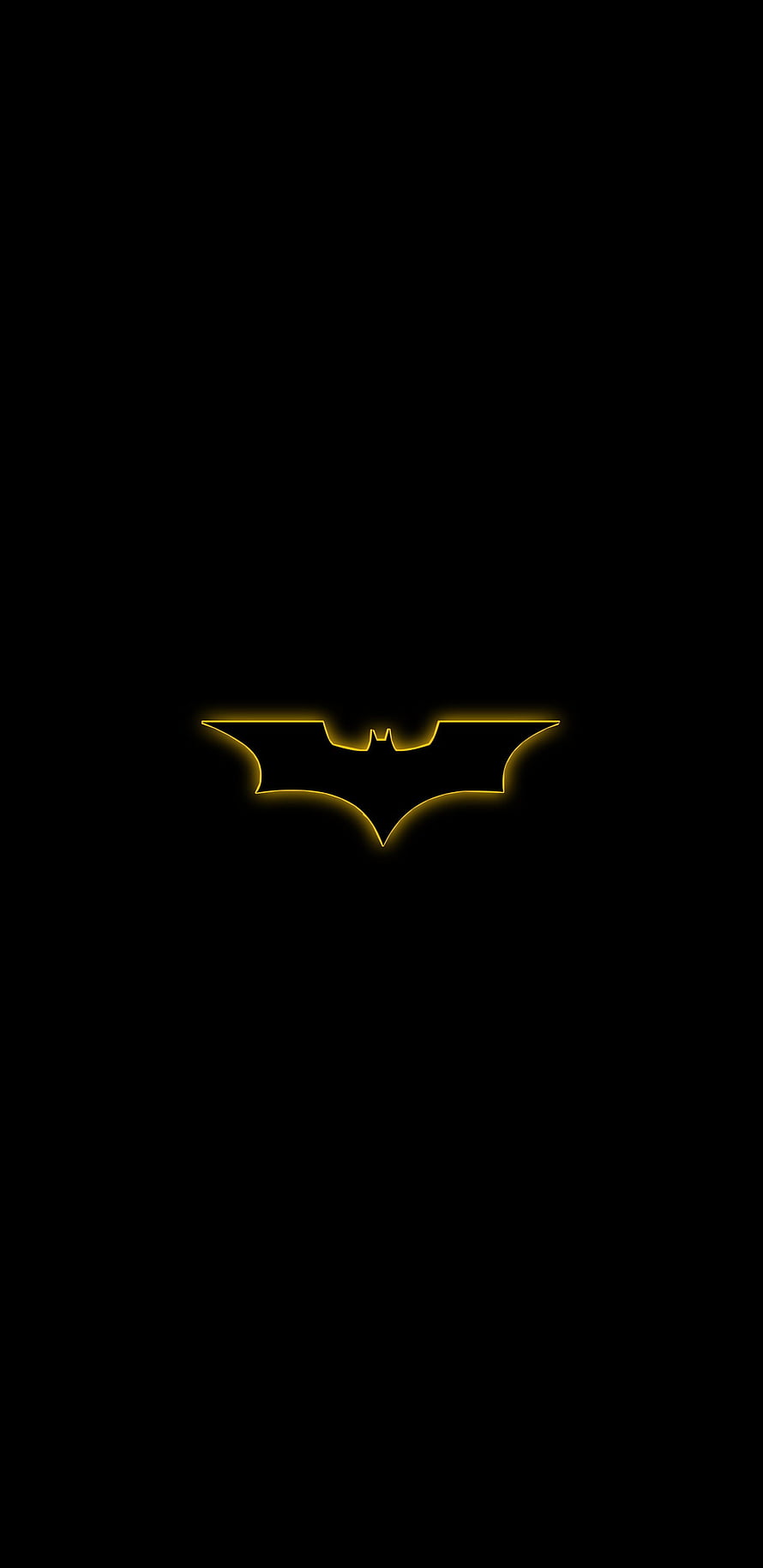 Batman Gold Neon Logo on Black Background Minimalist Symbol HD phone wallpaper