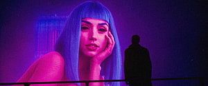 Blade Runner 2049 Joi Hologram Portrait with Neon Purple and Blue Lighting HD wallpaper