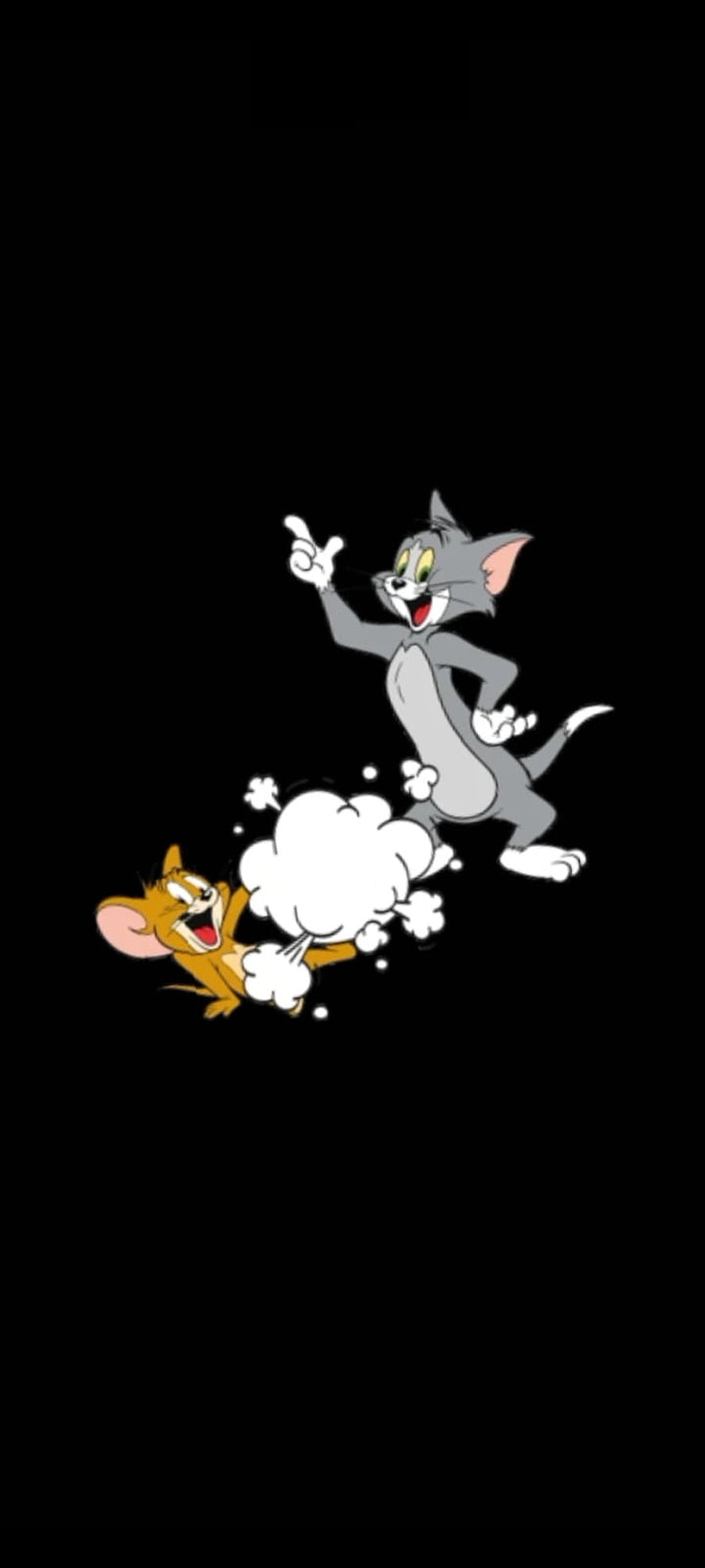 Tom and Jerry Classic Cartoon Characters in a Playful Chase on Black Background HD phone wallpaper