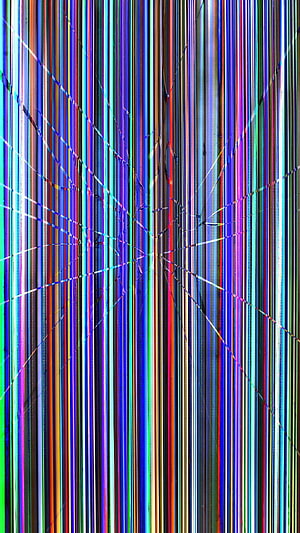 Vibrant Vertical Glitch Art with Radiating Fracture Lines and Digital Distortion HD phone wallpaper