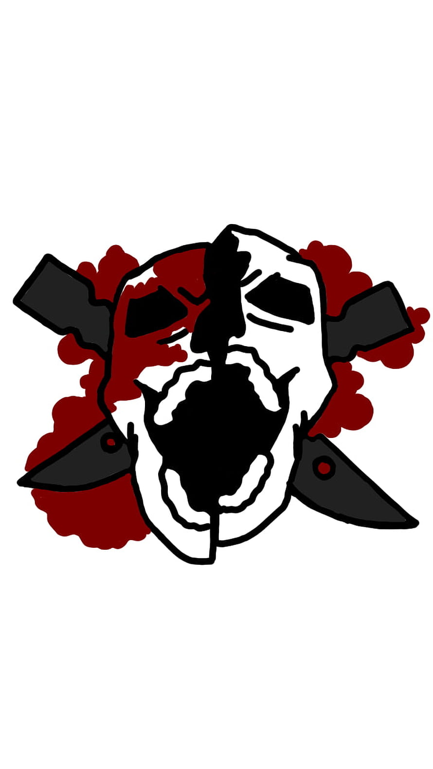 Stylized Skull with Crossed Knives and Red Splatter Illustration HD phone wallpaper