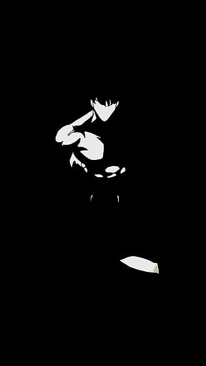 Minimalist Anime Character Silhouette in Dark Setting HD phone wallpaper