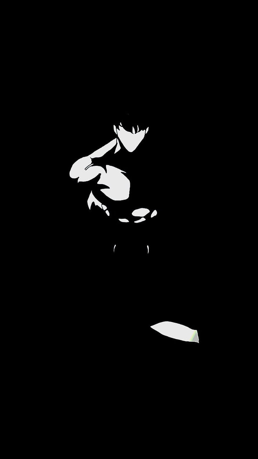 Minimalist Anime Character Silhouette in Dark Setting HD phone wallpaper