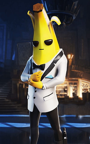 Agent Peely in White Tuxedo and Sunglasses Fortnite Character Render HD phone wallpaper