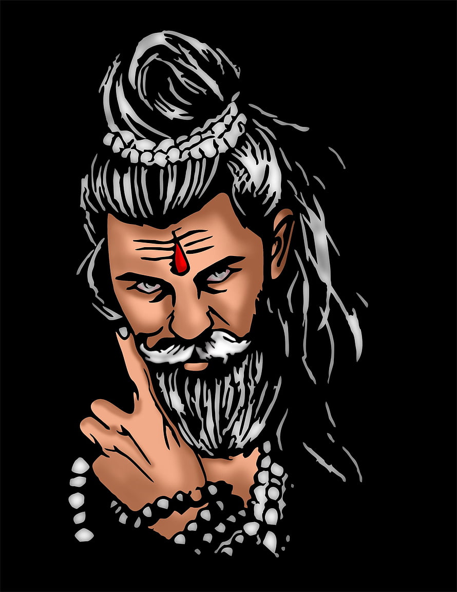 Lord Shiva Mahadev Portrait with Rudraksha Beads and Third Eye HD phone wallpaper