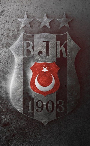 Beşiktaş JK 1903 Club Crest Emblem with Three Stars and Turkish Crescent Moon HD phone wallpaper