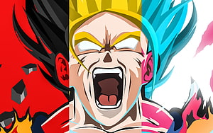 Dragon Ball Super Goku Ultra Instinct and Super Saiyan Blue Transformation Art HD wallpaper