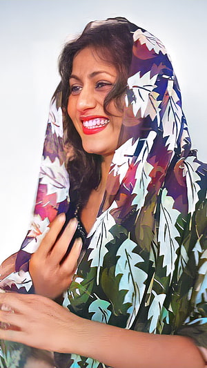 Madhubala Bollywood Actress Portrait in Floral Headscarf HD phone wallpaper