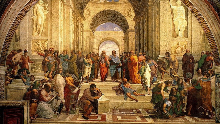 Raphael's The School of Athens Renaissance Masterpiece in Classical Architecture HD wallpaper