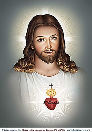 Sacred Heart of Jesus Christ Religious Portrait with Radiant Halo and Crown of Thorns HD phone wallpaper