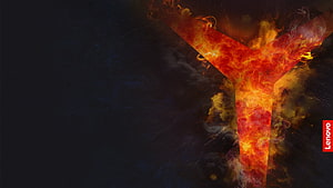 Lenovo Legion Y Gaming Laptop Flame Logo on Dark Background HD wallpaper