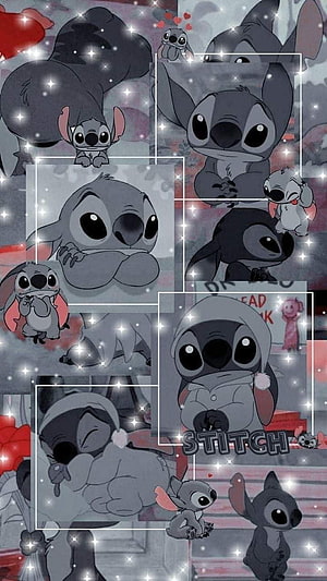 Stitch Aesthetic Collage Wallpaper with Sparkles and Cute Poses HD phone wallpaper