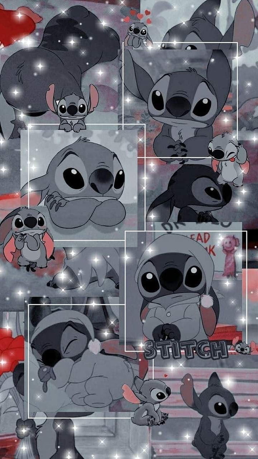 Stitch Aesthetic Collage Wallpaper with Sparkles and Cute Poses HD phone wallpaper