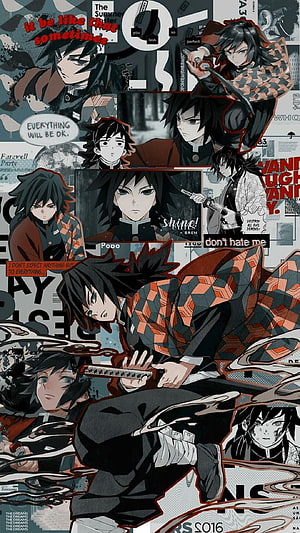 Giyu Tomioka Demon Slayer Aesthetic Collage Wallpaper HD phone wallpaper