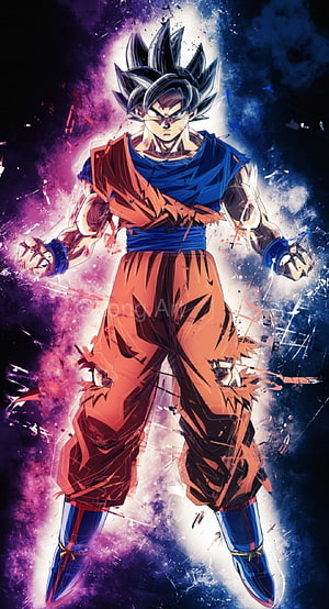 Goku Ultra Instinct Anime Character Artwork with Cosmic Energy Aura HD phone wallpaper