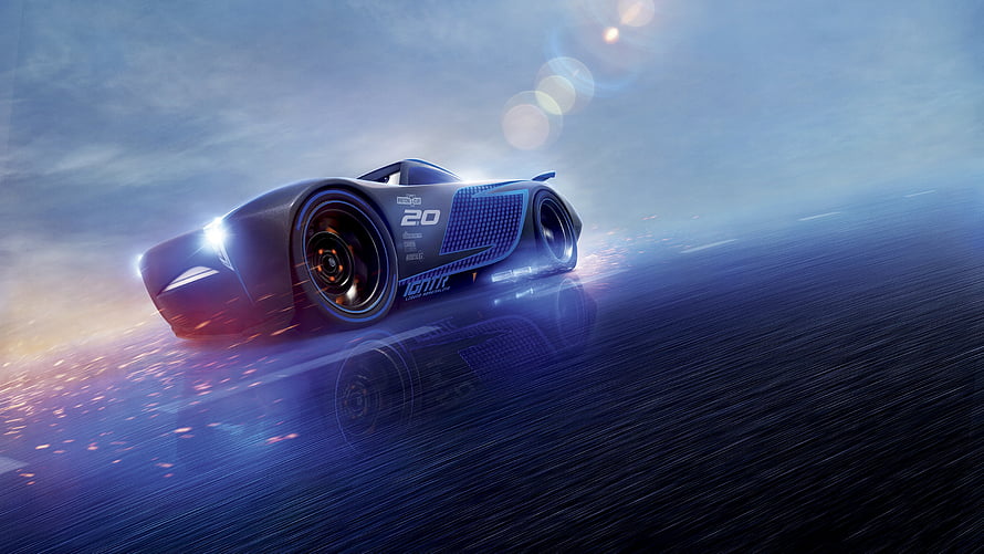 Jackson Storm Racing Car from Cars 3 Animated Movie Scene HD wallpaper