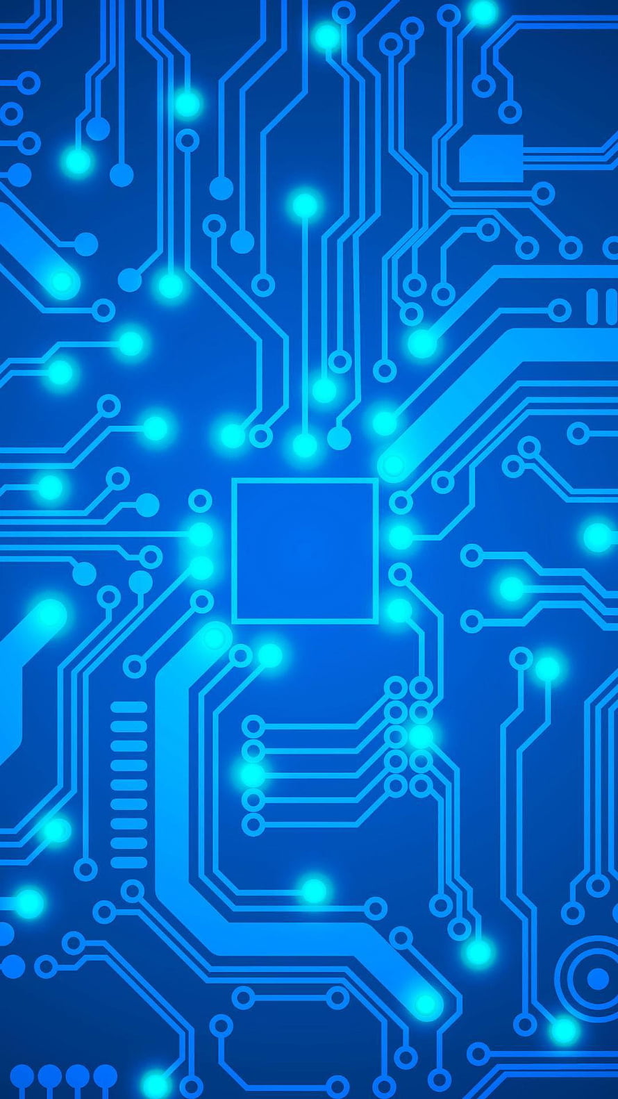 Glowing Blue Circuit Board Pattern with Glowing Nodes and Traces HD phone wallpaper