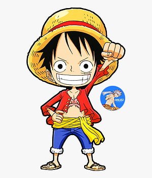 Chibi Monkey D. Luffy from One Piece in a dynamic pose with straw hat and red shirt HD phone wallpaper