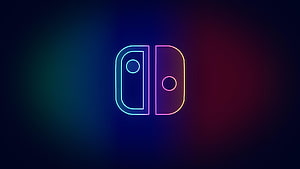 Neon Nintendo Switch Logo on Dark Gradient Background HD wallpaper