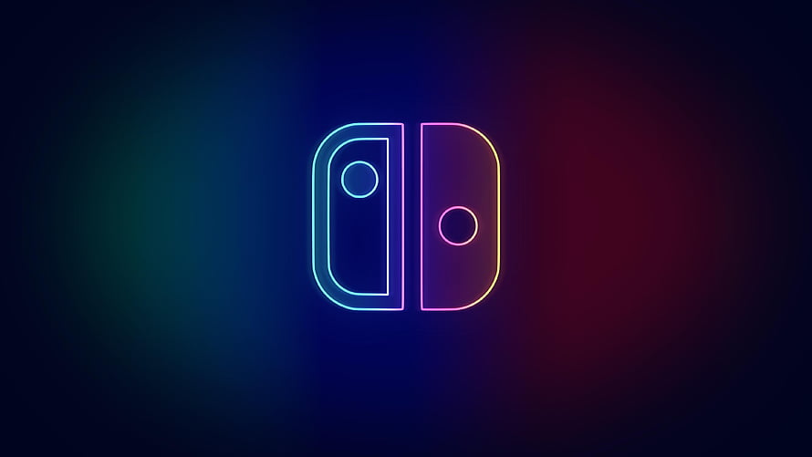 Neon Nintendo Switch Logo on Dark Gradient Background HD wallpaper