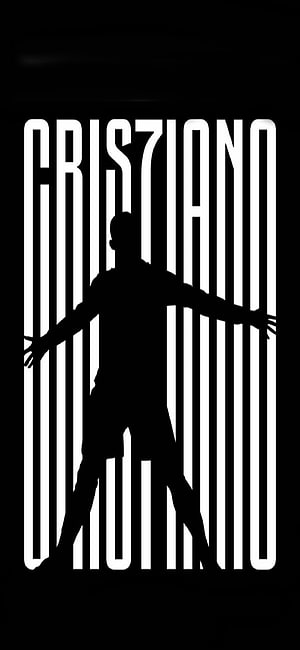Cristiano Ronaldo CR7 Silhouette with Bold Typography on Black Background HD phone wallpaper