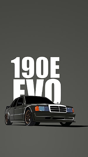 Mercedes-Benz 190E 2.3-16 Evolution II Digital Illustration HD phone wallpaper