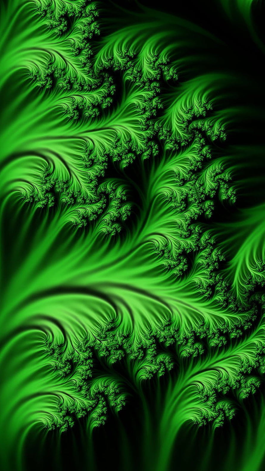 Vibrant Green Fractal Art with Intricate Swirling Patterns and Organic Flow HD phone wallpaper