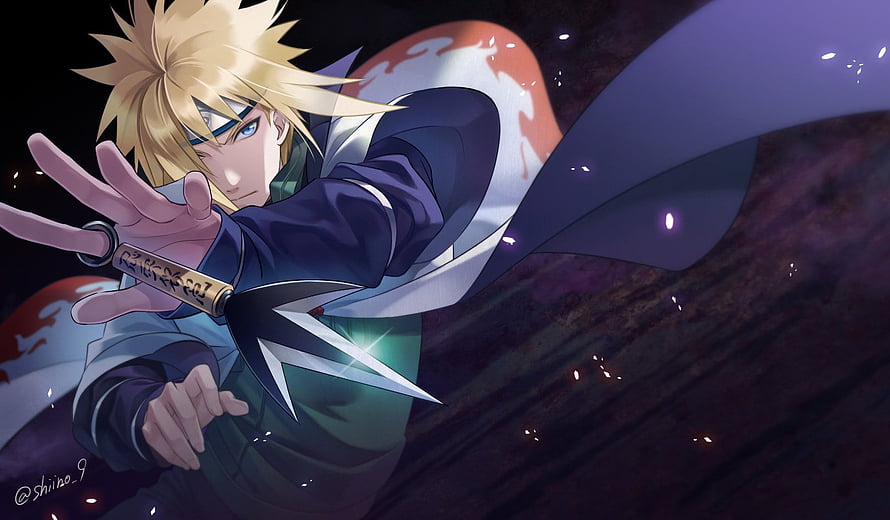 Minato Namikaze Wielding Kunai in Dynamic Action Pose HD wallpaper