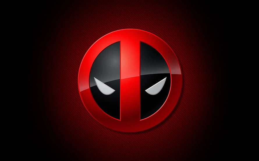 Deadpool Mask Emblem on Dark Red Textured Background HD wallpaper