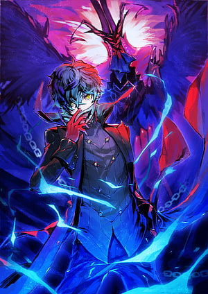 Persona 5 Joker and Arsene Dark Wings Fantasy Anime Illustration HD phone wallpaper