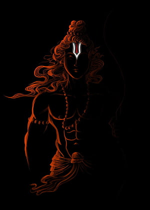 Dark Lord Shiva Portrait with Glowing Third Eye and Flowing Hair on Black Background HD phone wallpaper