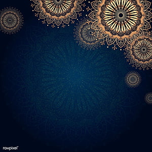 Elegant Gold Mandala Patterns on Deep Navy Blue Background HD phone wallpaper