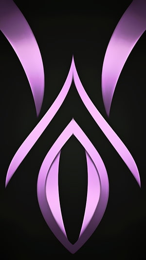 Abstract Purple Geometric Symbol with 3D Curves on Black Background HD phone wallpaper