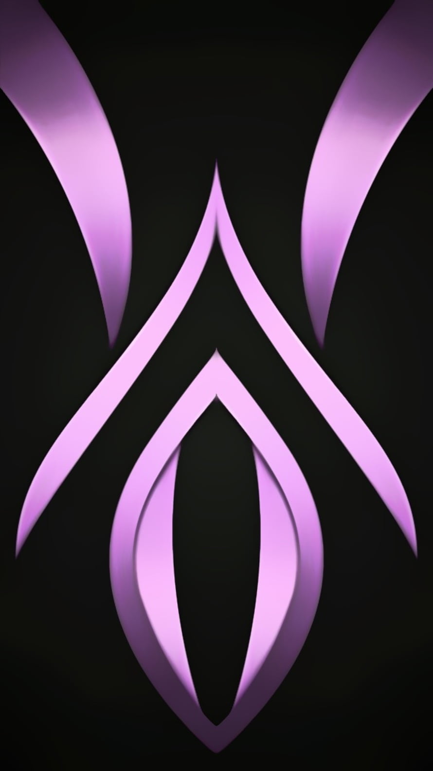 Abstract Purple Geometric Symbol with 3D Curves on Black Background HD phone wallpaper