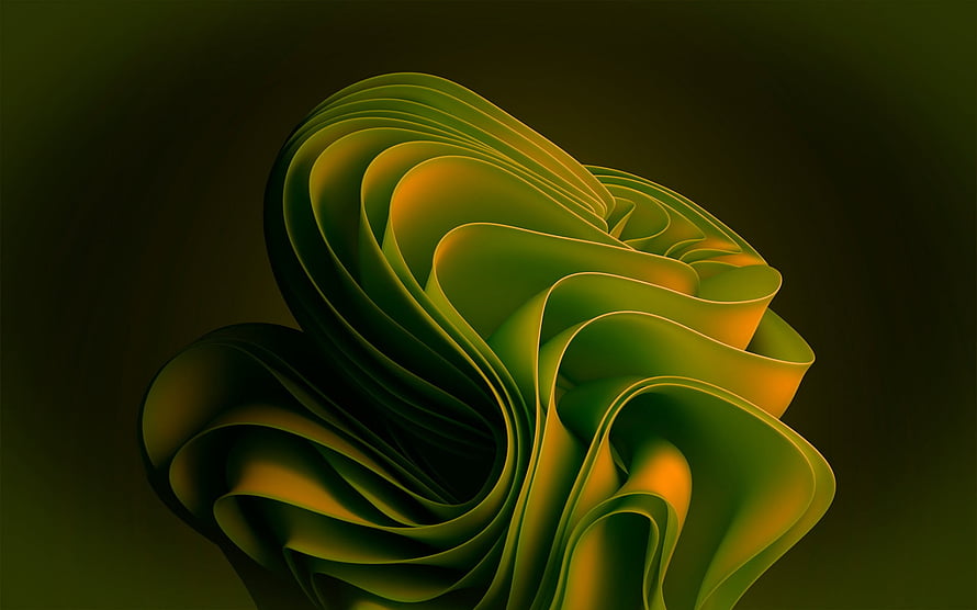 Windows 11 Green 3D Abstract Smoke and Flower Wallpaper HD wallpaper