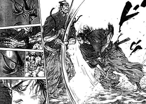 Vagabond Manga: Intense Sword Fight Between Musashi and Rival Warrior HD wallpaper