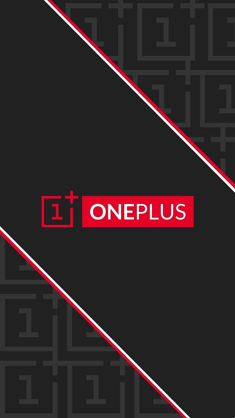 OnePlus Minimalist Logo Wallpaper with Diagonal Red and White Accents on Dark Background HD phone wallpaper
