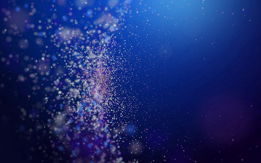 Abstract Cosmic Particle Field with Bokeh Light Effects on Deep Blue Background HD wallpaper