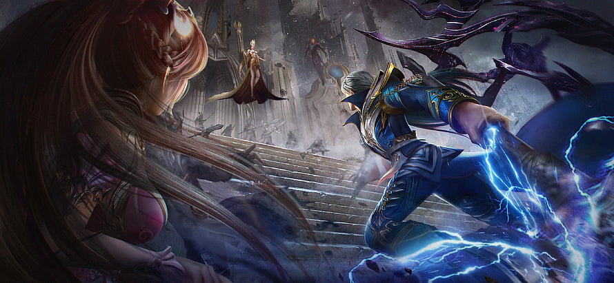 Xiao Wu, Tang San, and Bibi Dong in Epic Fantasy Battle Scene from Douluo Dalu HD wallpaper