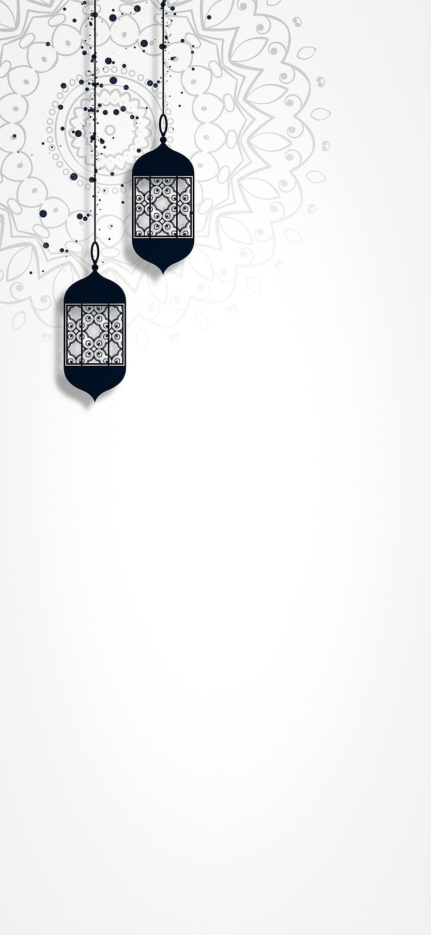 Minimalist Islamic Lanterns with Geometric Mandala Pattern on White Background HD phone wallpaper