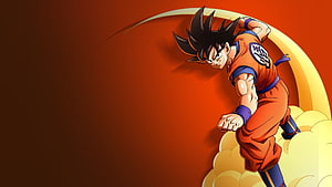 Goku Flying on Nimbus Cloud in Dragon Ball Z Anime Style HD wallpaper