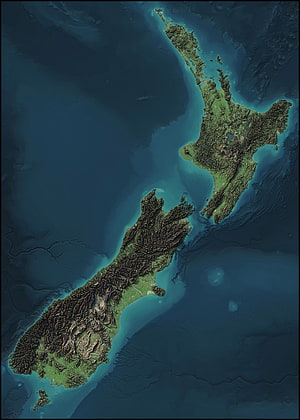 New Zealand Topographic Relief Map with Mountain Ranges and Coastal Waters HD phone wallpaper
