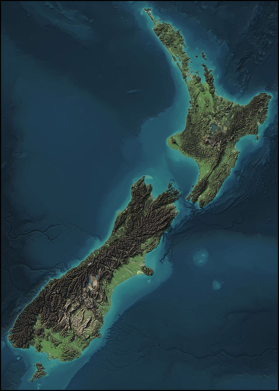 New Zealand Topographic Relief Map with Mountain Ranges and Coastal Waters HD phone wallpaper