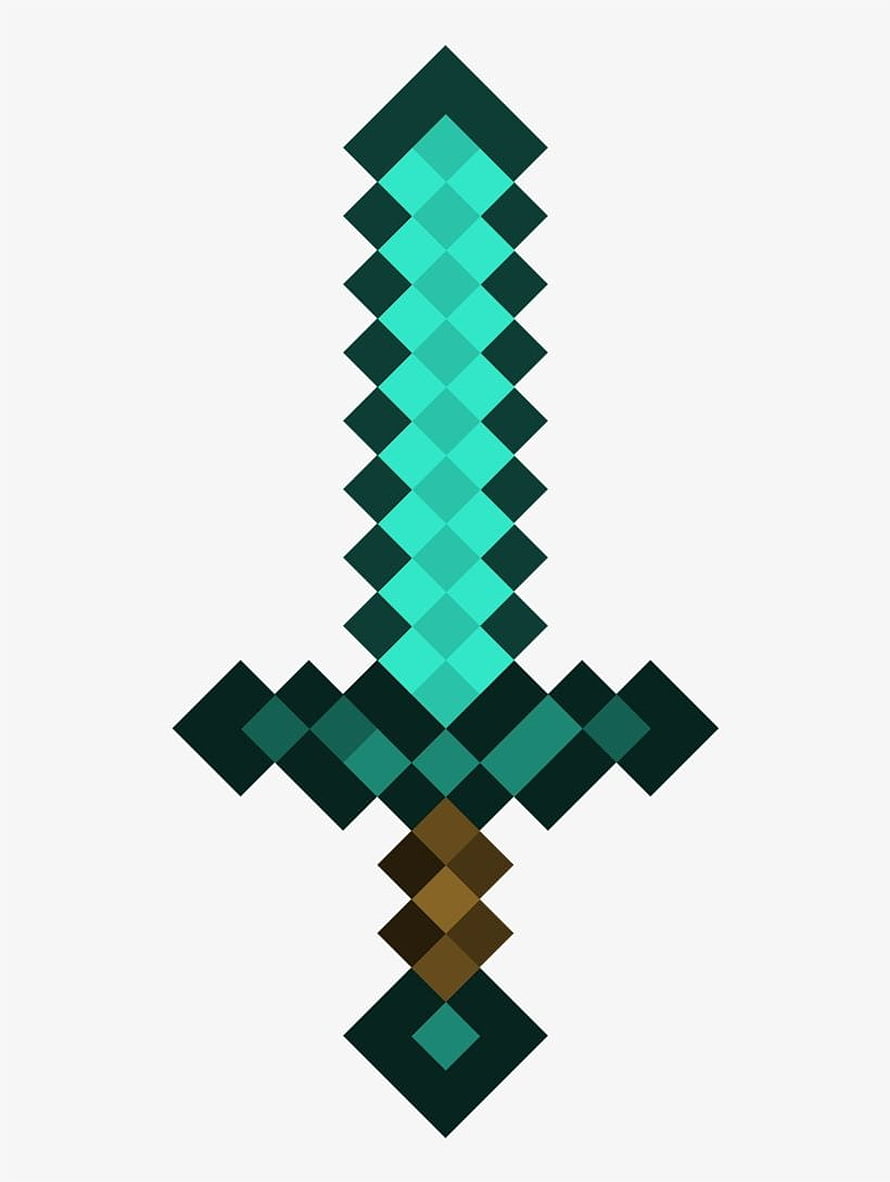 Minecraft Diamond Sword Pixel Art Icon on Light Background HD phone wallpaper