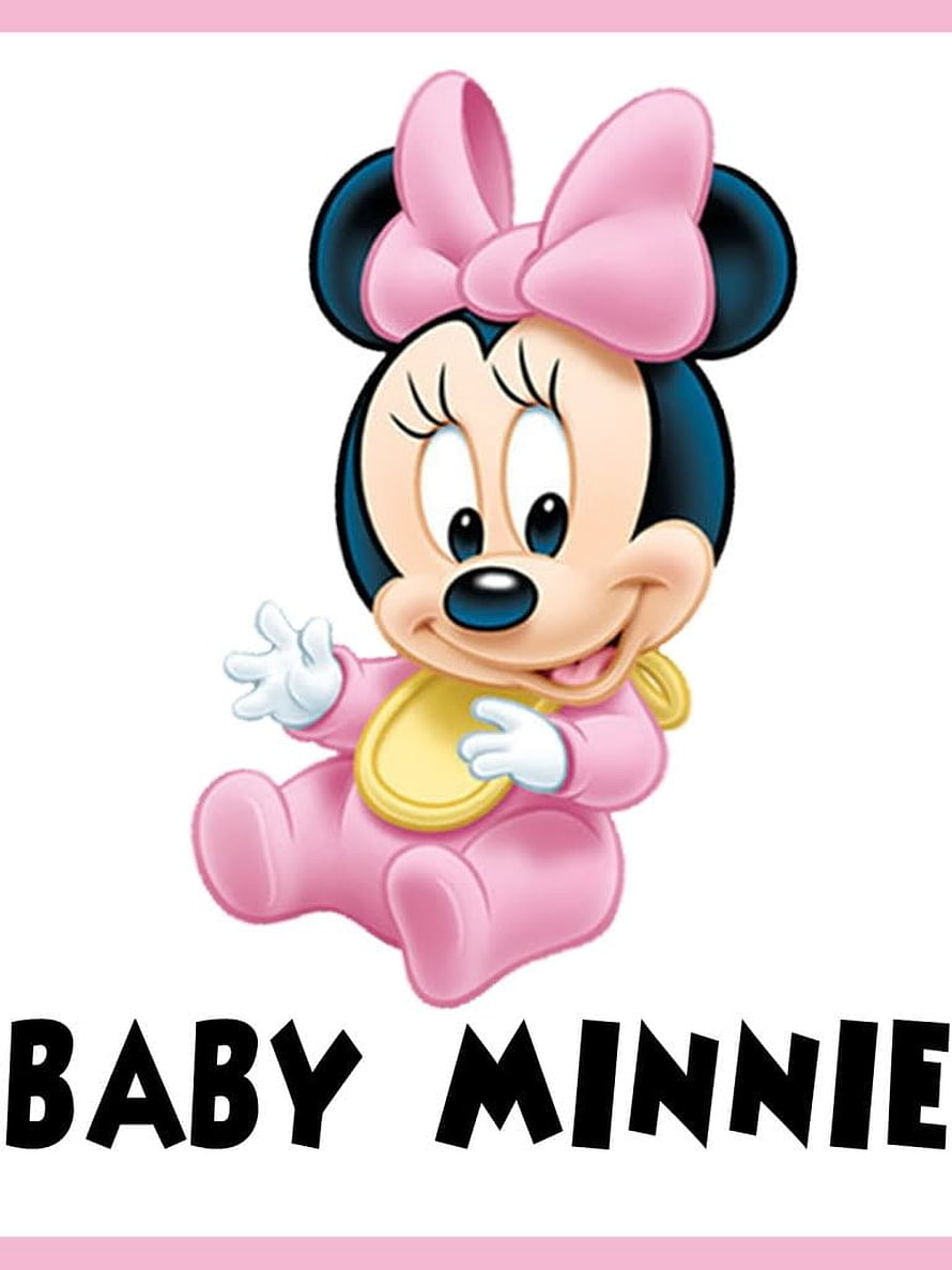 Baby Minnie Mouse in Pink Outfit with Yellow Pacifier and Large Bow HD phone wallpaper